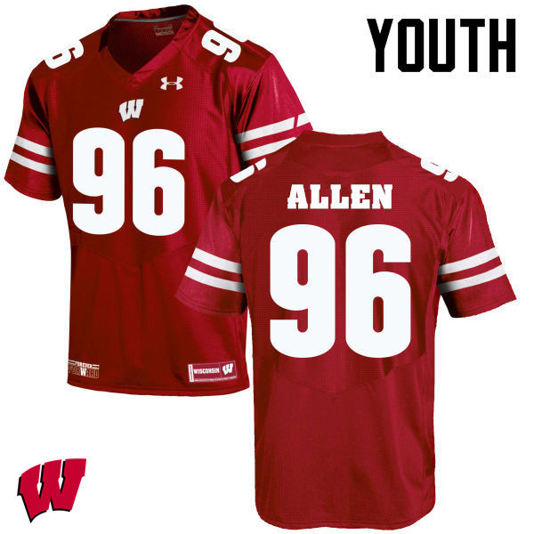 Youth Winsconsin Badgers #96 Beau Allen College Football Jerseys-Red - Click Image to Close